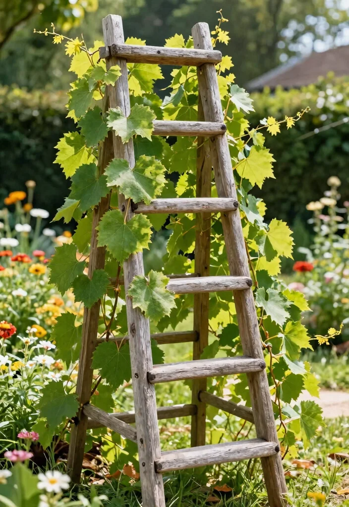 12 DIY Grape Trellis Ideas for Home Vineyards 6. Ladder Trellis 0