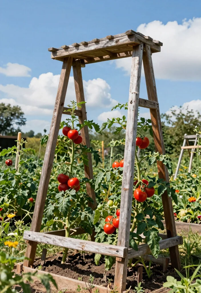 12 DIY Tomato Trellis Ideas for Easy Harvests 1. Rustic Wooden A Frame Trellis 0