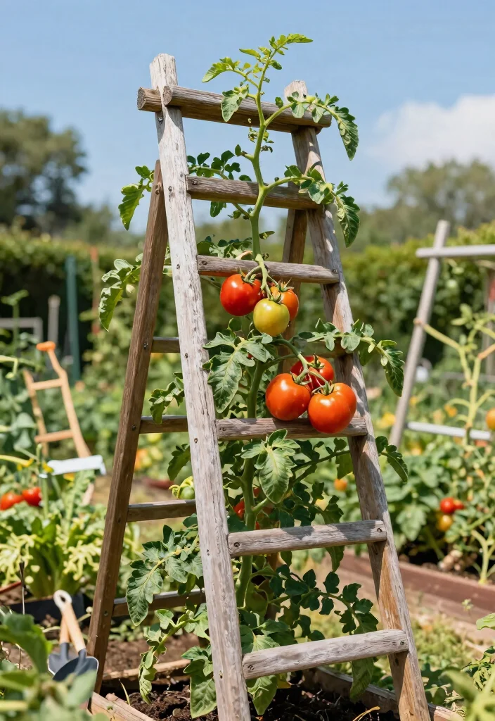 12 DIY Tomato Trellis Ideas for Easy Harvests 6. Trellis Ladder 0