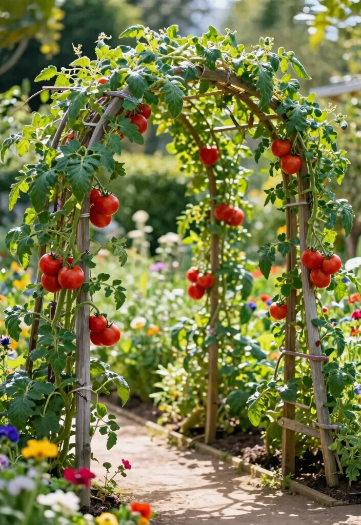 12 DIY Tomato Trellis Ideas for Easy Harvests 7. Arching Garden Trellis 0