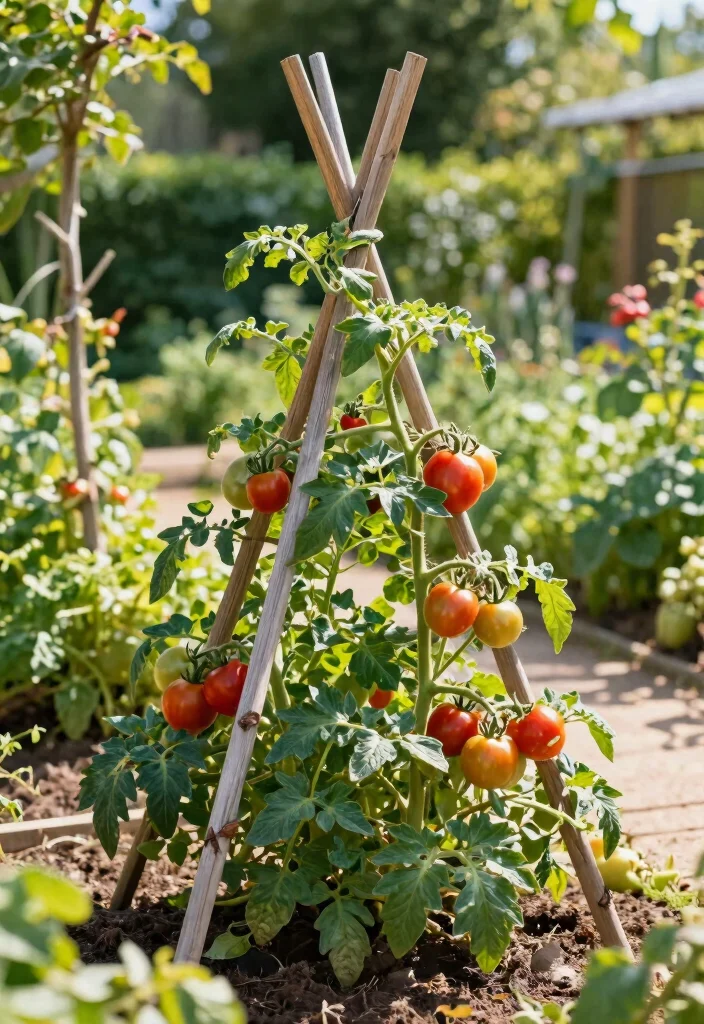 12 DIY Tomato Trellis Ideas for Easy Harvests 8. Teepee Trellis 0