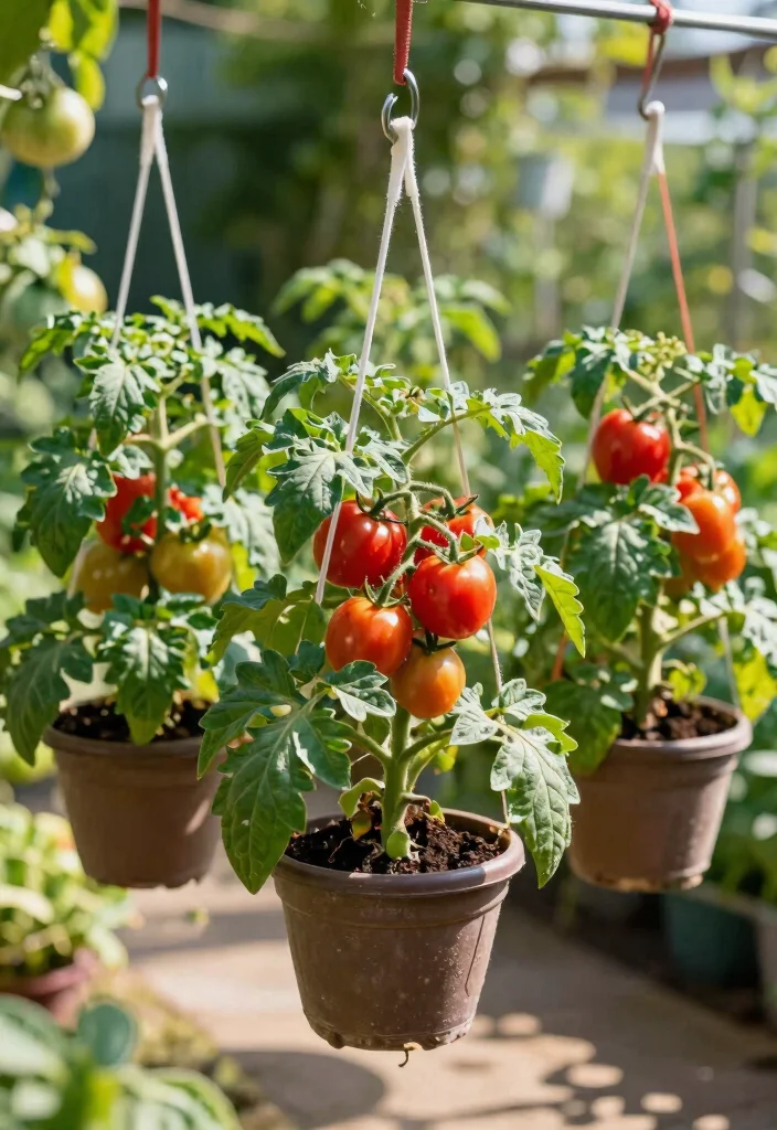 12 DIY Tomato Trellis Ideas for Easy Harvests 9. Hanging Tomato Planters 0