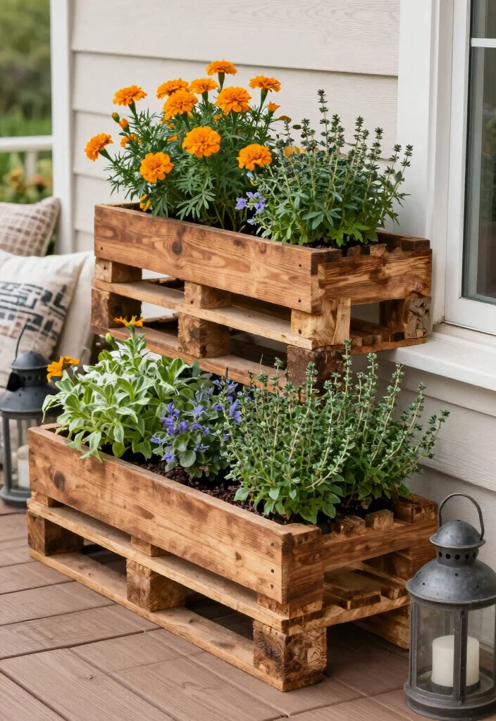12 Deck Planter Ideas for Elevated Outdoor Spaces 5. DIY Pallet Planters Rustic and Recycled 0