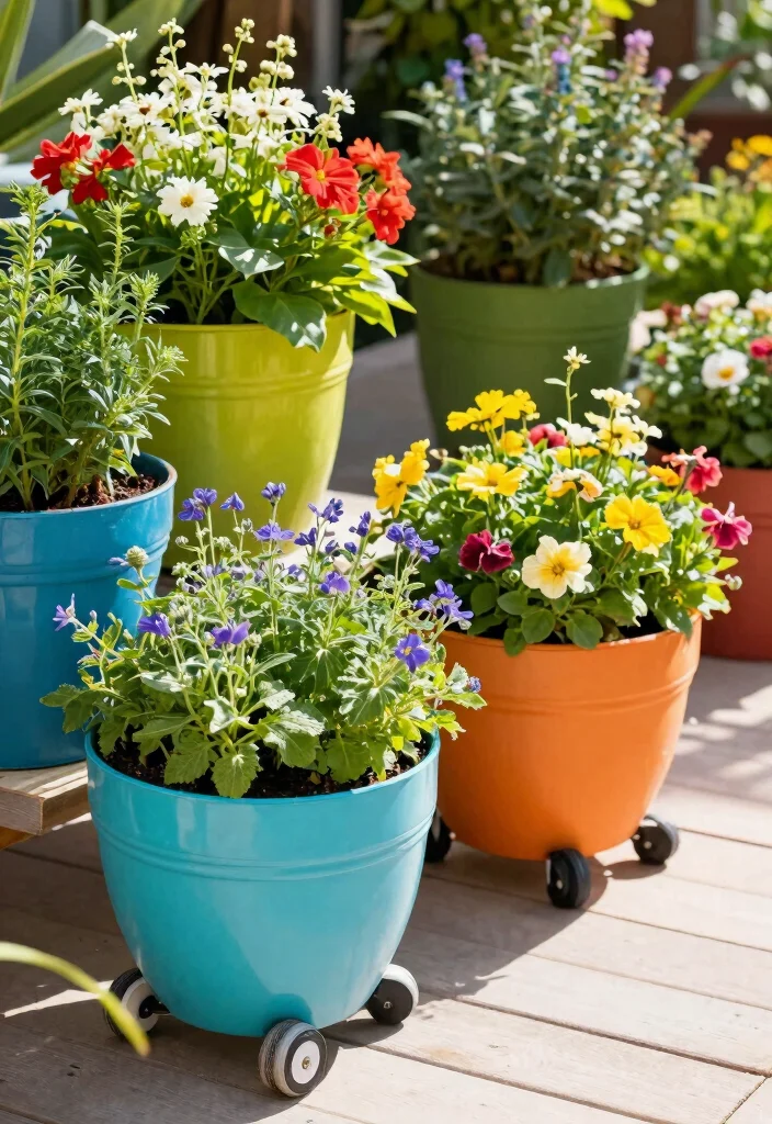 12 Deck Planter Ideas for Elevated Outdoor Spaces 7. Wheeled Planters Flexibility Meets Functionality 0