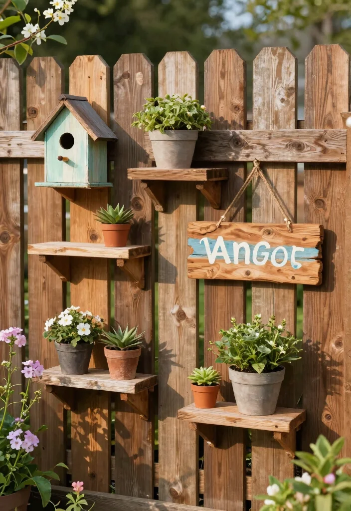 12 Fence Decorating Ideas for a Finished Outdoor Look 2. Rustic Wood Accents 0