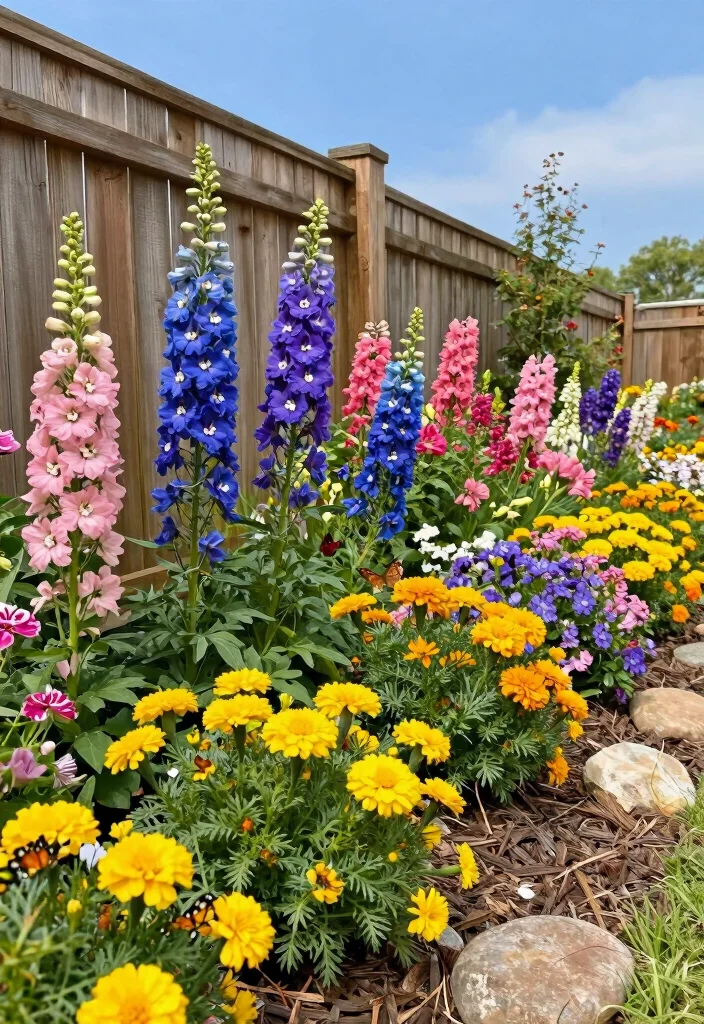 12 Fence Line Landscaping Ideas to Soften Hard Edges 2. Mixed Flower Beds 0