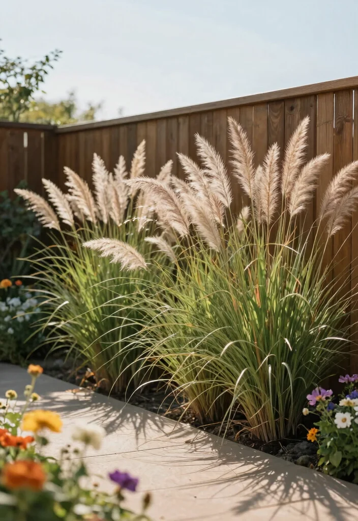 12 Fence Line Landscaping Ideas to Soften Hard Edges 3. Ornamental Grasses 0