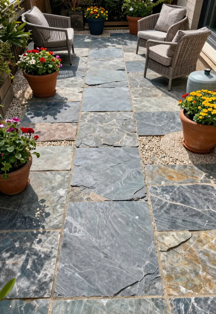 12 Flagstone Patio Ideas for Natural Texture and Charm 14 12 Flagstone Patio Ideas for Natural Texture and Charm 4. Layering Textures 0
