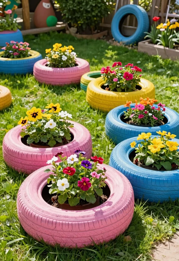 12 Flower Planter Ideas for Bright and Lush Displays 38 12 Flower Planter Ideas for Bright and Lush Displays 8. DIY Tire Planters 0