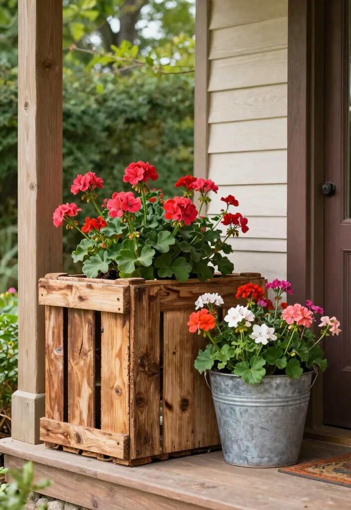 12 Front Porch Planter Ideas to Instantly Boost Curb Appeal 4. Reclaimed Material Planters 0