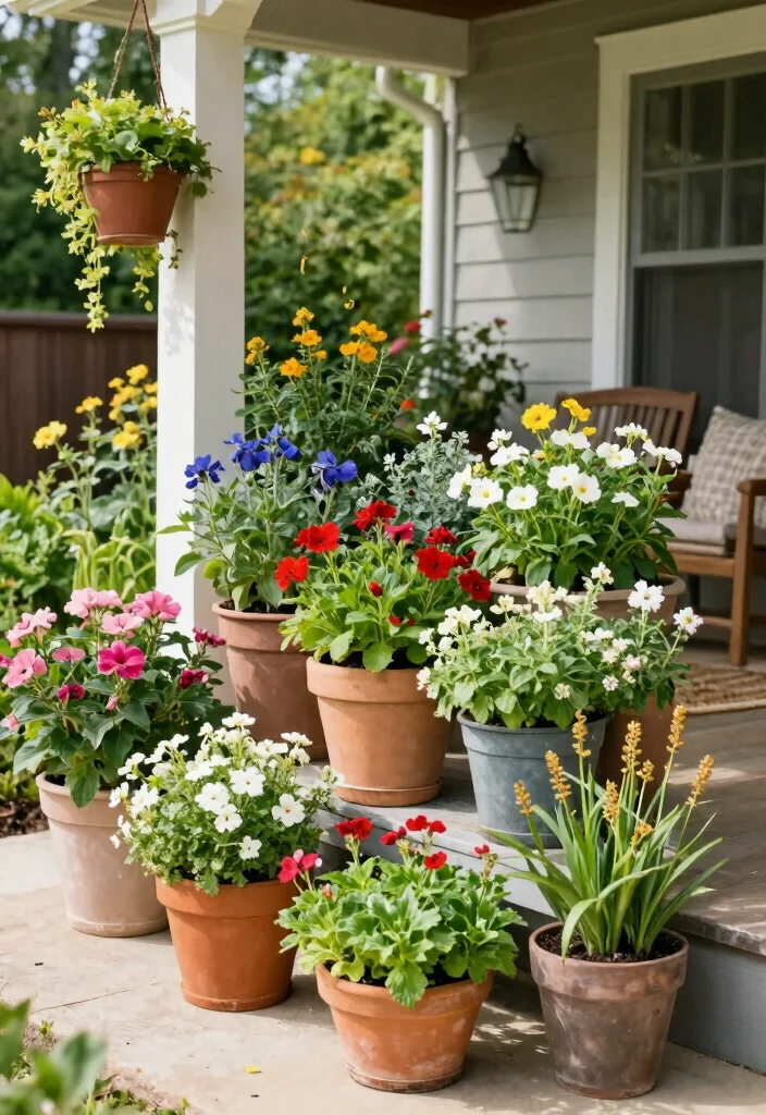 12 Front Porch Planter Ideas to Instantly Boost Curb Appeal 6. Colorful Container Gardens 0