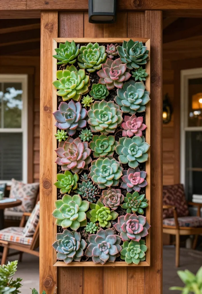 12 Front Porch Planter Ideas to Instantly Boost Curb Appeal 9. Succulent Wall Art 0