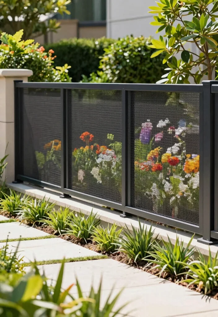 12 Front Yard Fence Ideas for Subtle and Stylish Borders 12. Eco Conscious Mesh Fence 0