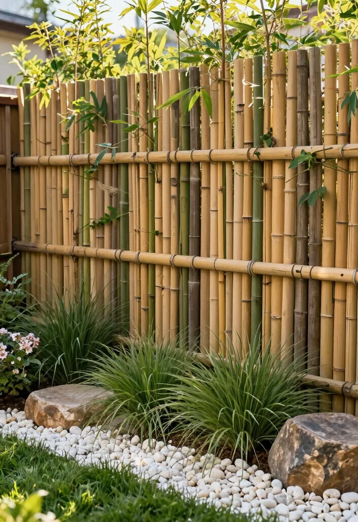 12 Front Yard Fence Ideas for Subtle and Stylish Borders 2. Bamboo Fencing 0