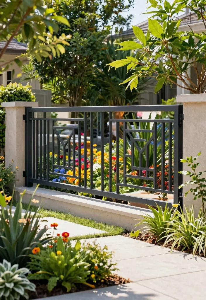 12 Front Yard Fence Ideas for Subtle and Stylish Borders 3. Recycled Metal Fence 0
