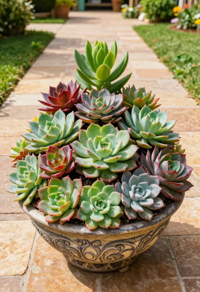12 Front Yard Planter Ideas for Instant Curb Appeal 49 12 Front Yard Planter Ideas for Instant Curb Appeal 9. Colorful Succulent Displays 0