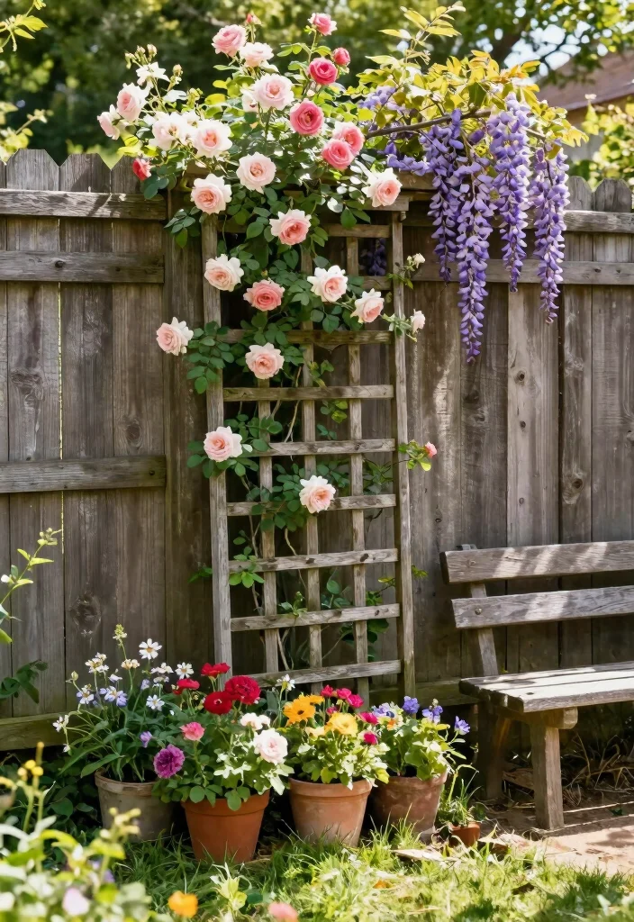 12 Garden Wall Trellis Ideas for Vertical Flower Displays 1 12 Garden Wall Trellis Ideas for Vertical Flower Displays 1. Rustic Wooden Trellis 0
