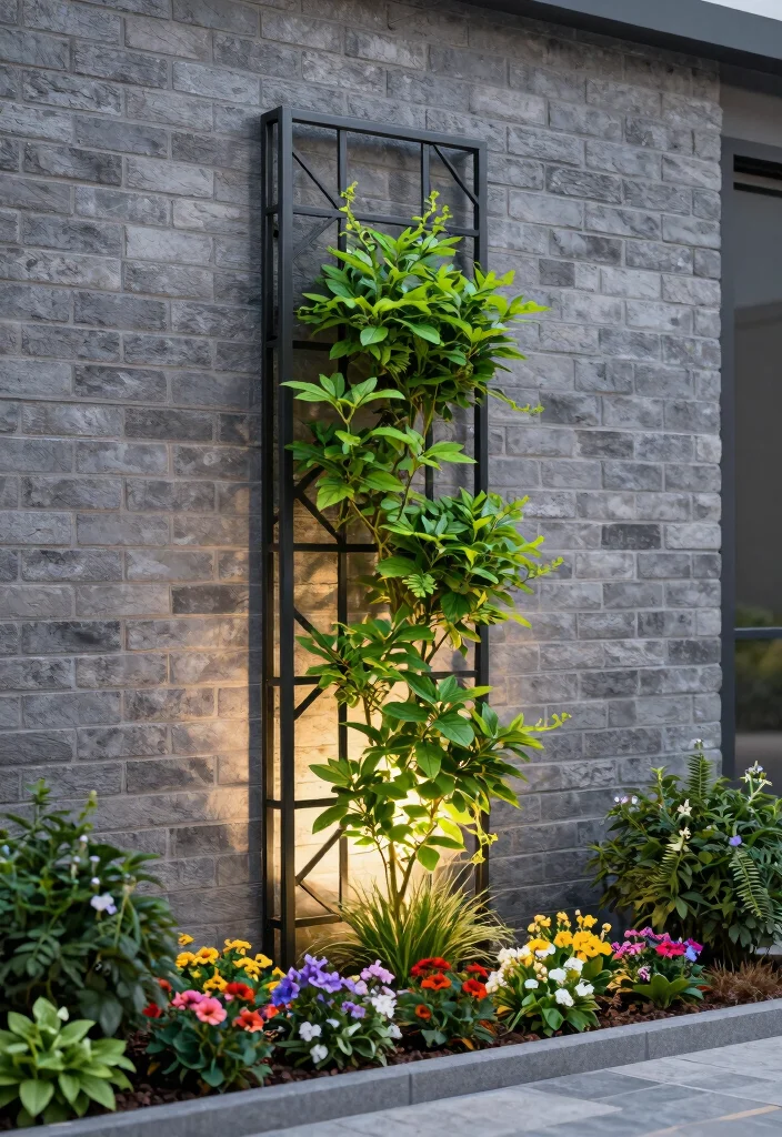 12 Garden Wall Trellis Ideas for Vertical Flower Displays 12 12 Garden Wall Trellis Ideas for Vertical Flower Displays 2. Metal Trellis for a Modern Touch 0