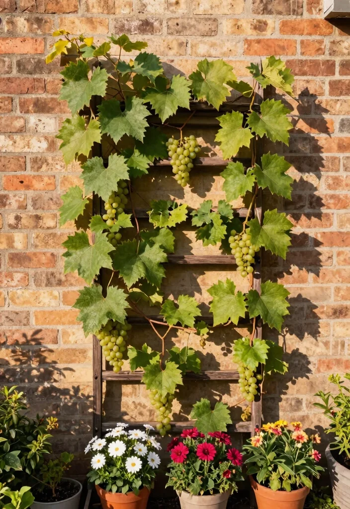 12 Grape Trellis Ideas for Strong Support and Better Harvests 10. Vertical Wall Trellis 0