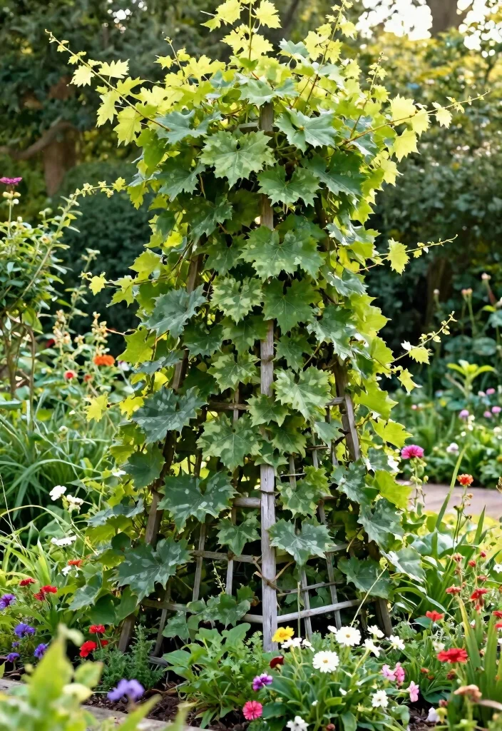 12 Grape Trellis Ideas for Strong Support and Better Harvests 12. Camouflaged Trellis 0