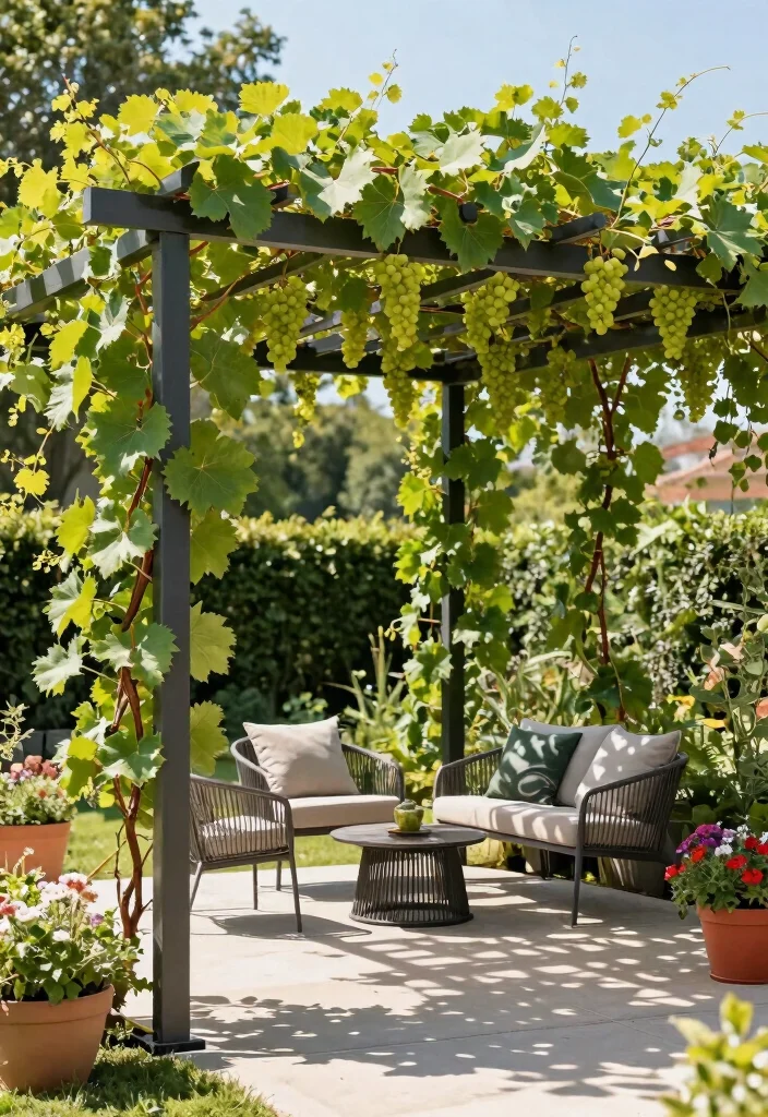 12 Grape Trellis Ideas for Strong Support and Better Harvests 3. Metal Pergola 0