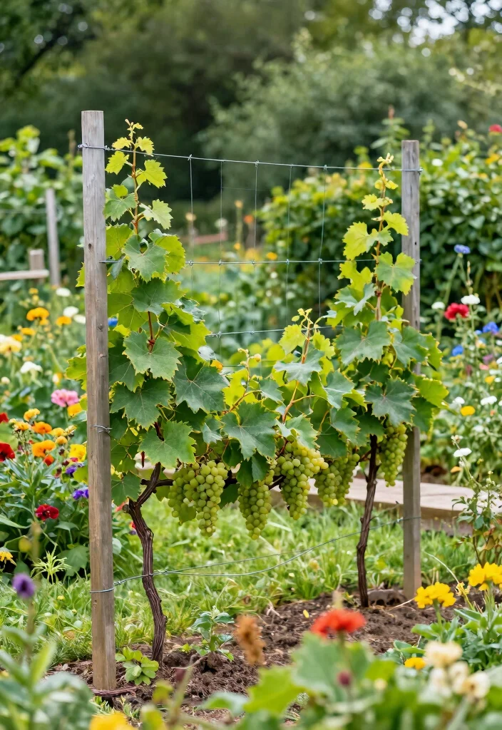 12 Grape Trellis Ideas for Strong Support and Better Harvests 7. Wire and Post Trellis 0