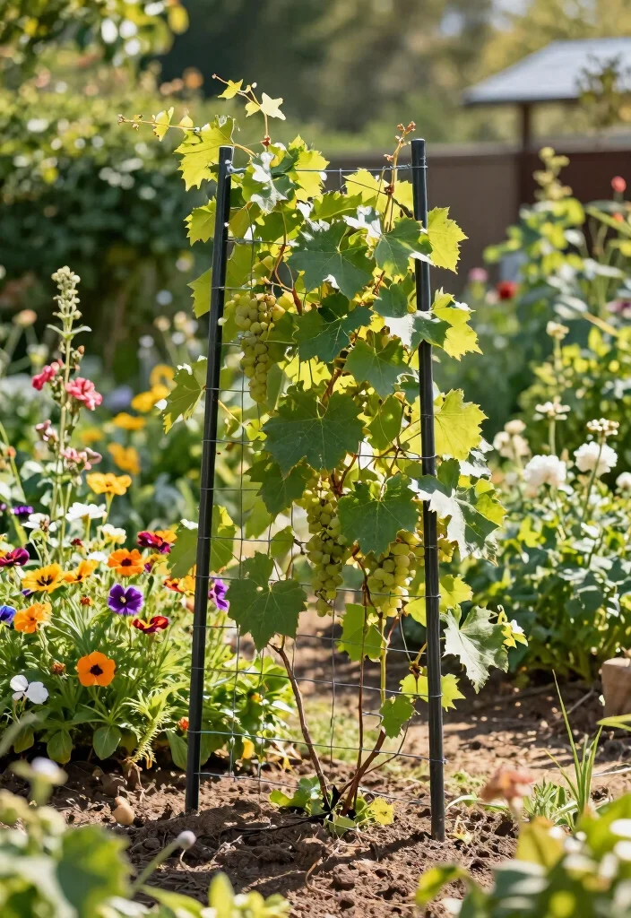 12 Grape Trellis Ideas for Strong Support and Better Harvests 8. Freestanding T Post Trellis 0