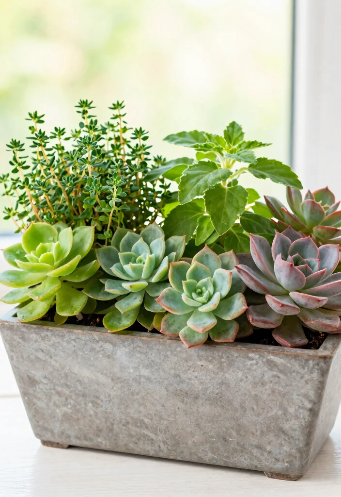 12 Herb Planter Ideas for Easy Home Gardening 50 12 Herb Planter Ideas for Easy Home Gardening 10. Succulent and Herb Combo Planter 0