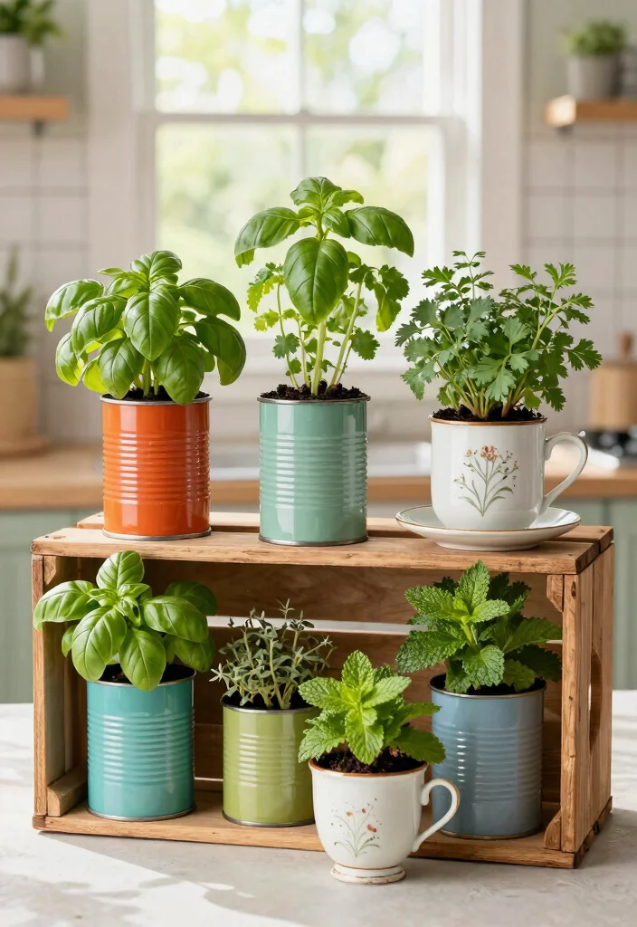12 Herb Planter Ideas for Easy Home Gardening 4 12 Herb Planter Ideas for Easy Home Gardening 4. Repurposed Containers 0