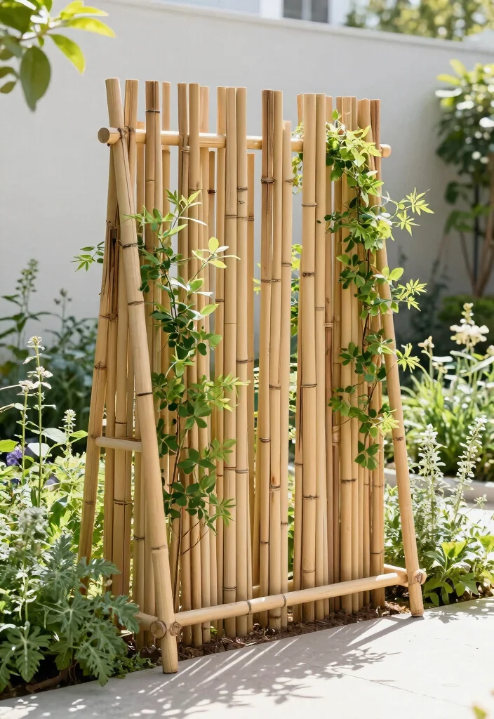 12 Homemade Trellis Ideas Using Simple Materials 12 12 Homemade Trellis Ideas Using Simple Materials 2. Bamboo Stakes for a Modern Touch 0