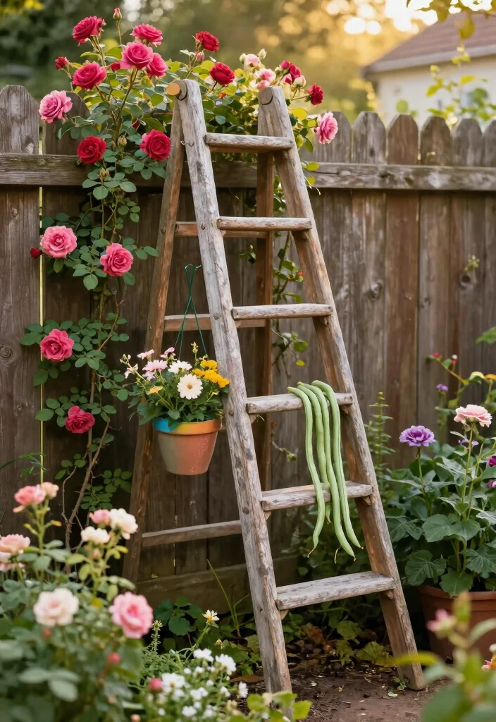 12 Homemade Trellis Ideas Using Simple Materials 24 12 Homemade Trellis Ideas Using Simple Materials 4. Vintage Ladder Trellis 0