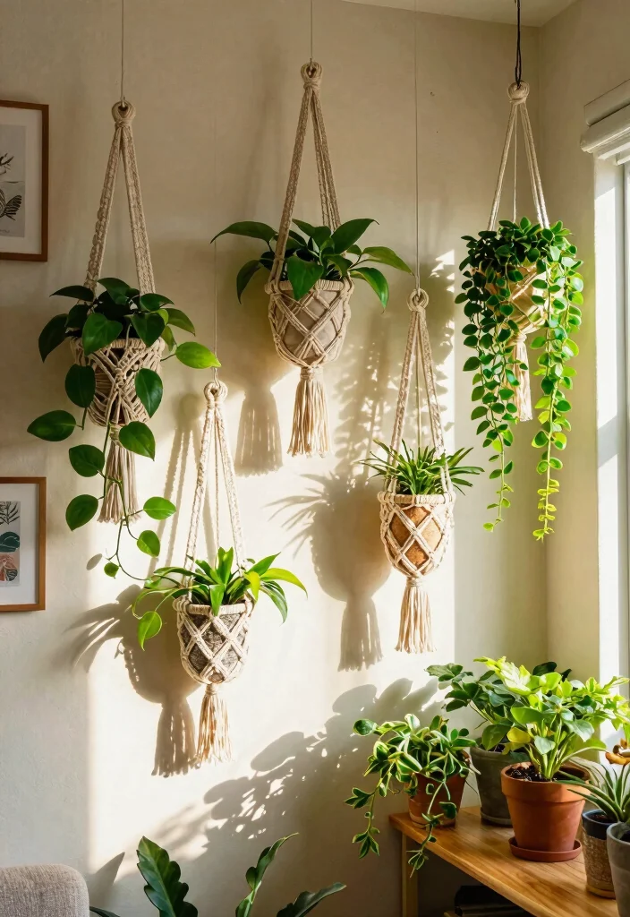 12 Indoor Plant Trellis Ideas for Healthy Vertical Growth 1. Macram Plant Hangers 0
