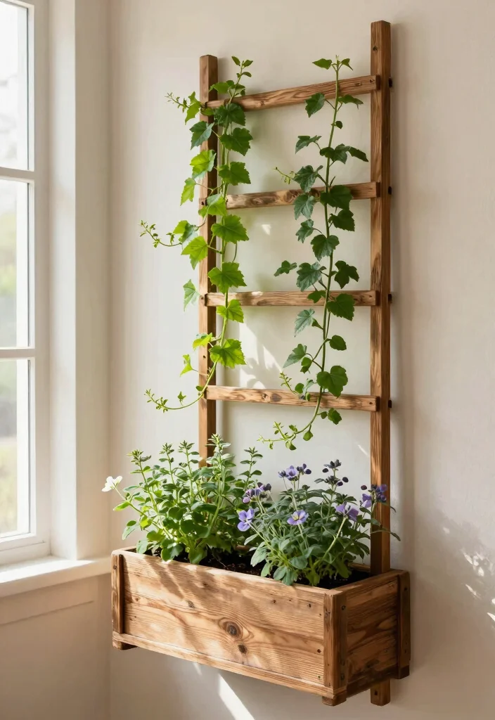 12 Indoor Plant Trellis Ideas for Healthy Vertical Growth 12. Planter Box Trellis 0