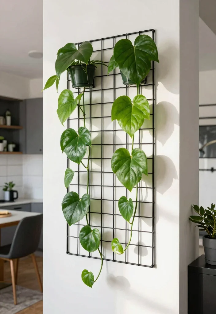 12 Indoor Plant Trellis Ideas for Healthy Vertical Growth 6. Wire Grid Trellis 0
