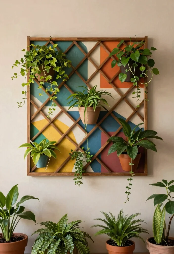 12 Indoor Plant Trellis Ideas for Healthy Vertical Growth 8. Trellis Wall Art 0