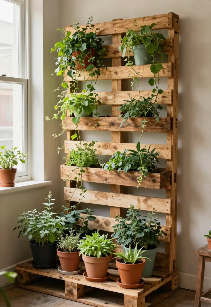 12 Indoor Plant Trellis Ideas for Healthy Vertical Growth 9. Wooden Pallet Trellis 0
