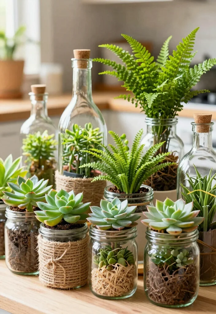 12 Indoor Planter Ideas for Stylish Home Greenery 12. Glass Bottles and Jars 0