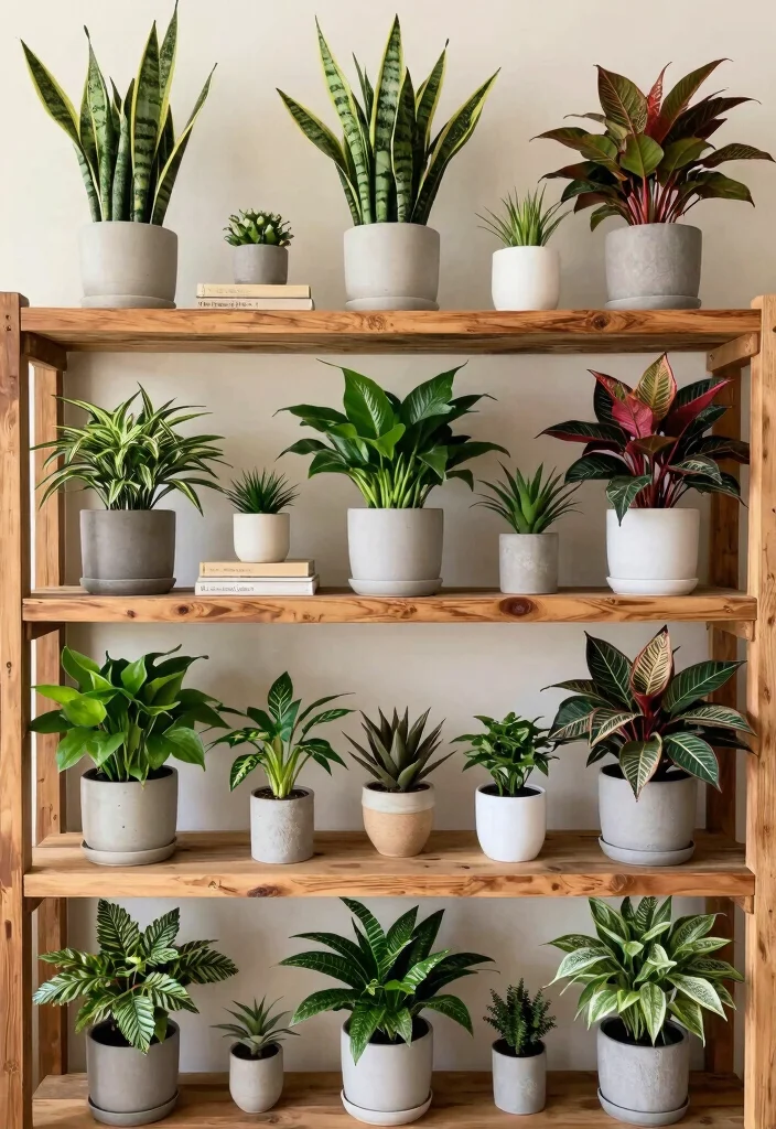 12 Indoor Planter Ideas for Stylish Home Greenery 3. Decorative Pots on Shelves 0
