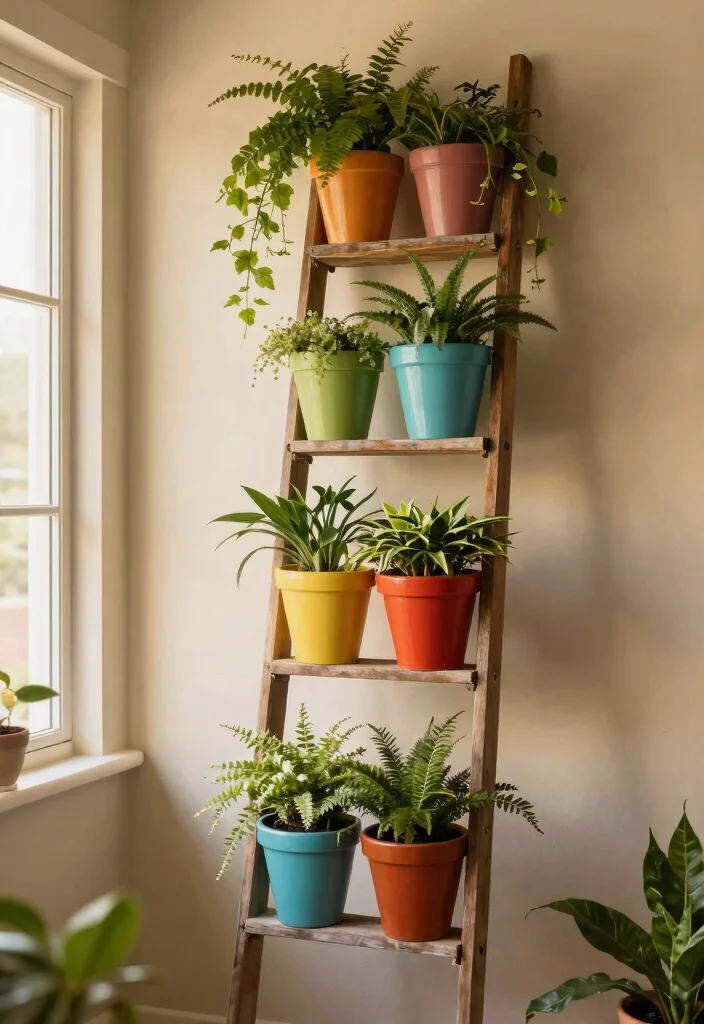12 Indoor Trellis Ideas for Houseplants and Small Spaces 39 12 Indoor Trellis Ideas for Houseplants and Small Spaces 9. Ladder Wall Garden 0