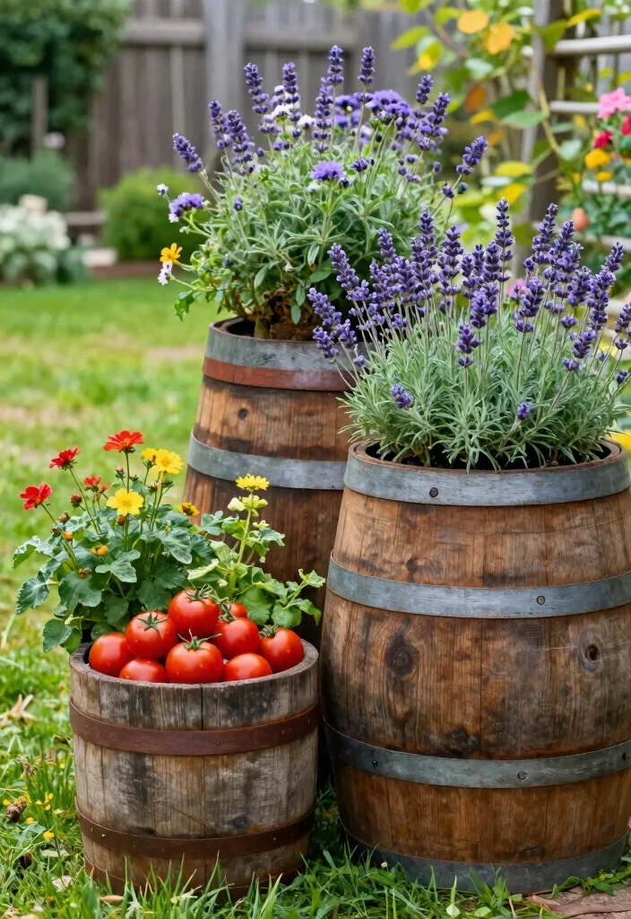 12 Large Outdoor Planter Ideas for Statement Pieces 1 12 Large Outdoor Planter Ideas for Statement Pieces 1. Rustic Wooden Barrel Planters 0