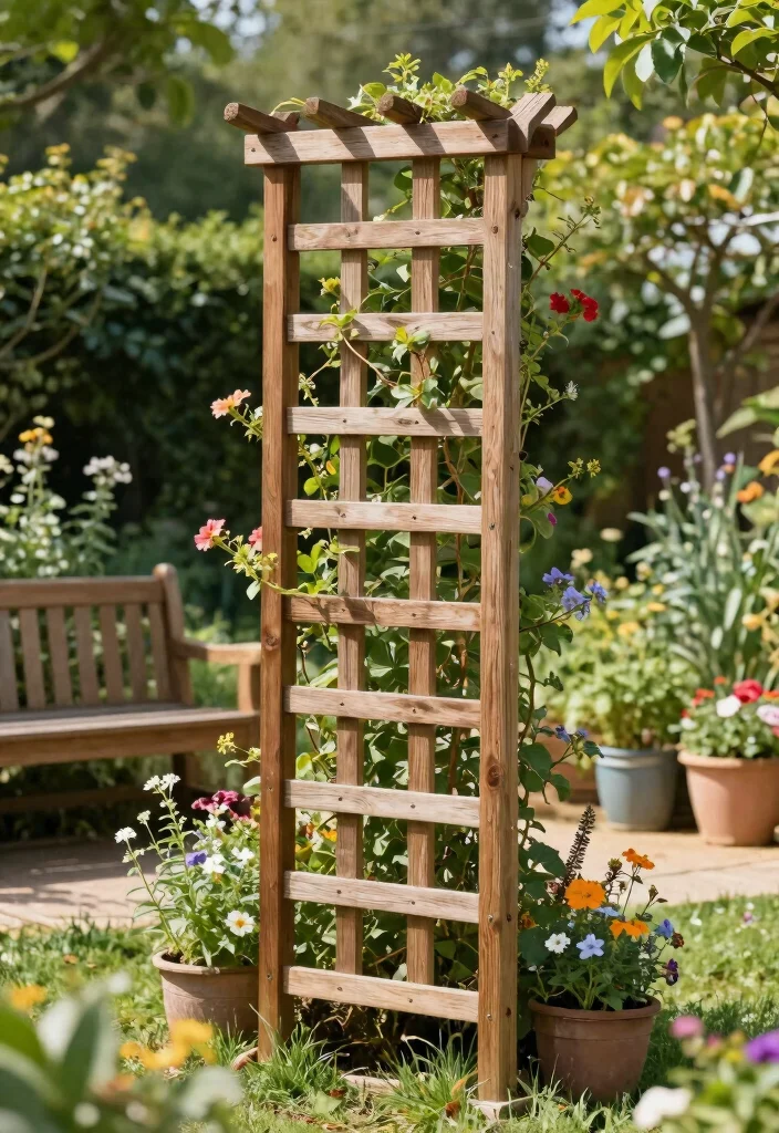 12 Lattice Trellis Ideas for Classic Garden Structure 1. Rustic Wooden Lattice Trellis 0