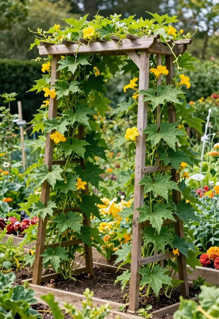 12 Loofah Trellis Ideas for Vertical Vegetable Growth 3. Classic A Frame Trellis 0