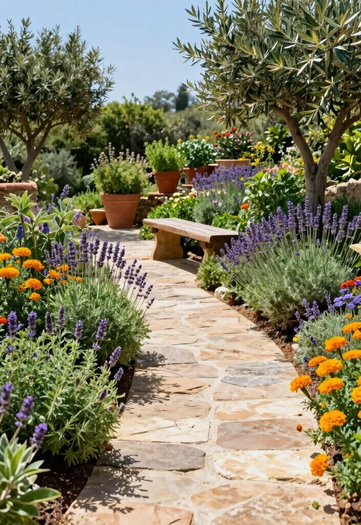 12 Mediterranean Backyard Ideas for Warm Inviting Outdoor Living 1. Scented Herb Garden Pathways 0