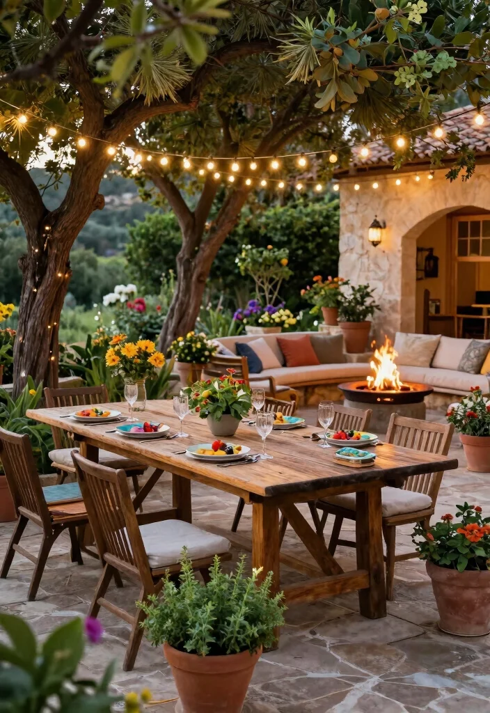 12 Mediterranean Backyard Ideas for Warm Inviting Outdoor Living 2. Alfresco Dining Area 0