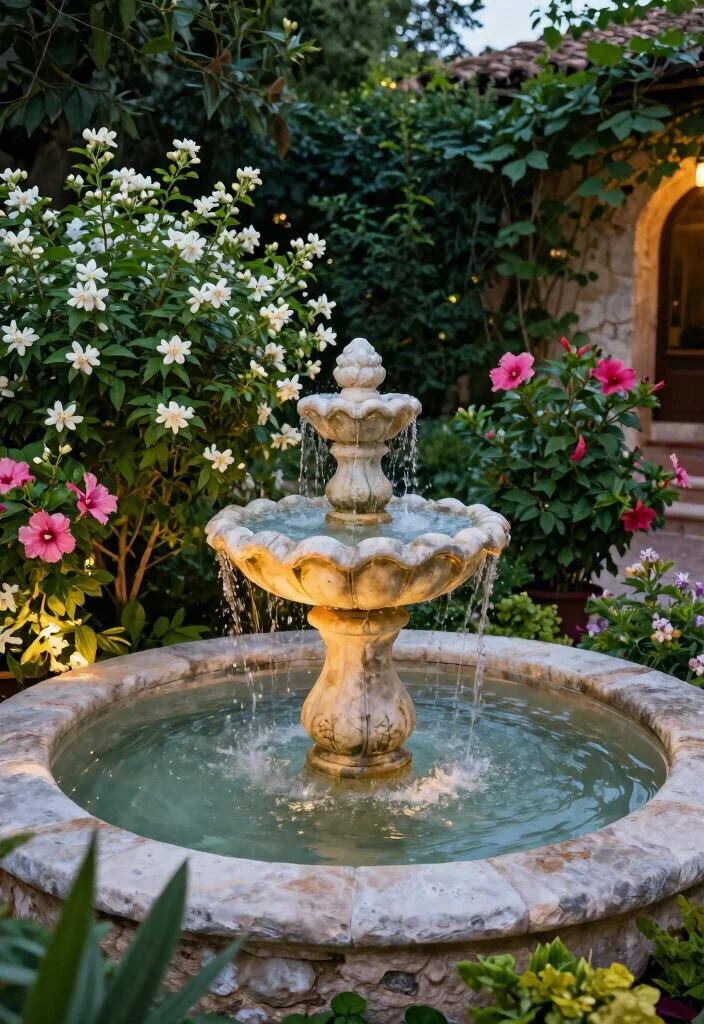 12 Mediterranean Backyard Ideas for Warm Inviting Outdoor Living 3. Mediterranean Style Water Feature 0
