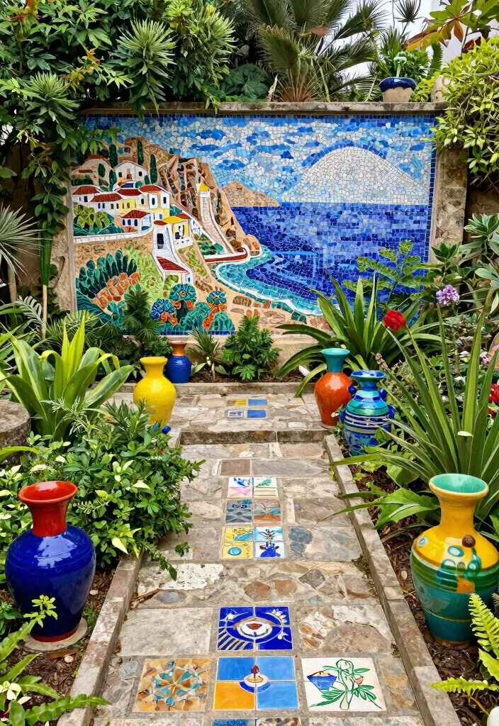 12 Mediterranean Backyard Ideas for Warm Inviting Outdoor Living 8. Unique Outdoor Art Installations 0