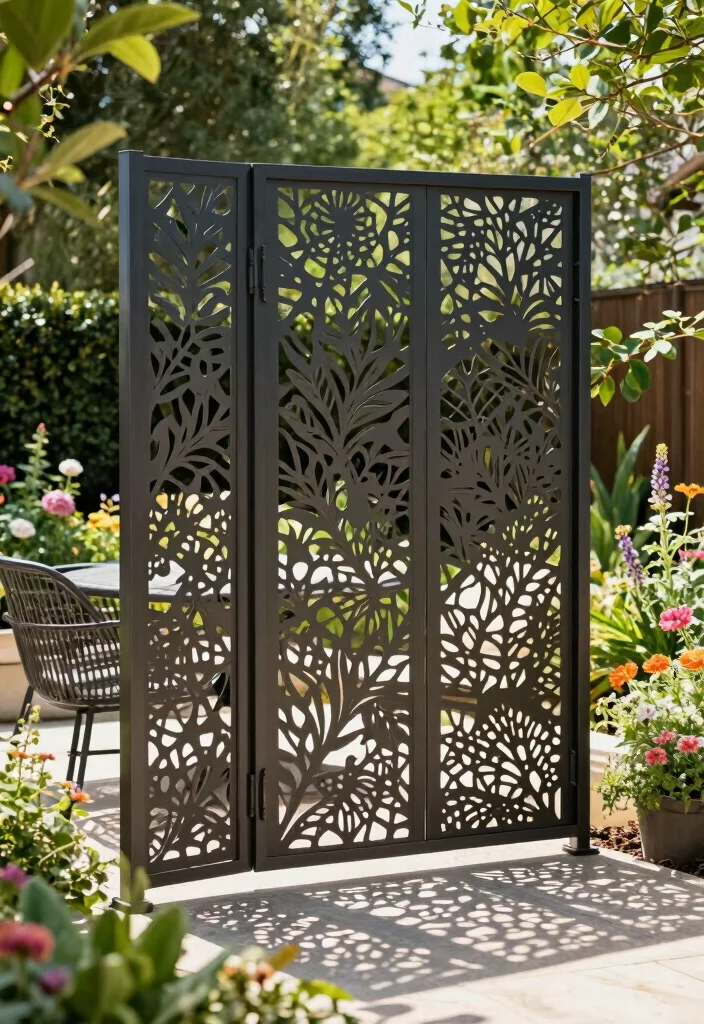 12 Metal Fence Ideas for Modern and Low Maintenance Yards 11. Decorative Privacy Panels 0
