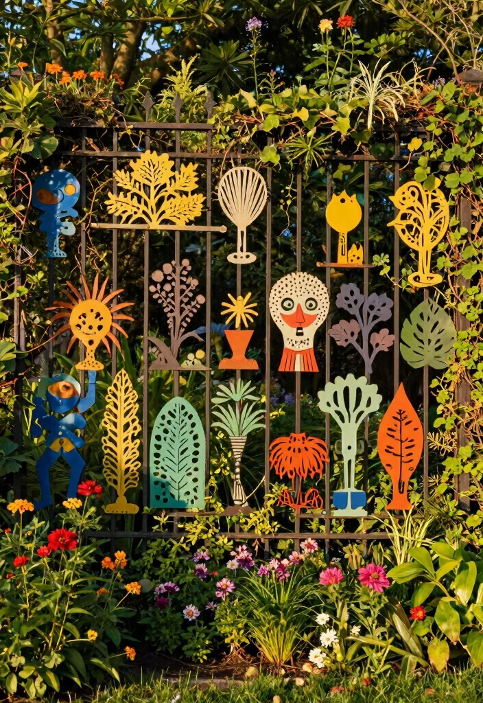 12 Metal Fence Ideas for Modern and Low Maintenance Yards 5. Creative Art Installations 0