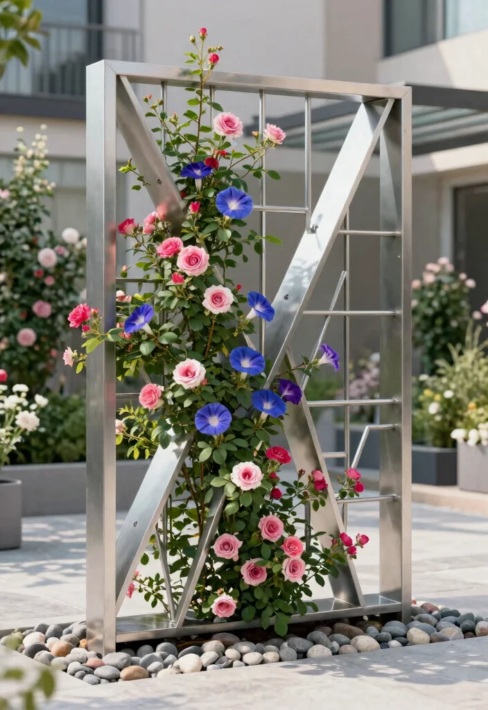 12 Metal Trellis Ideas for Modern and Low Maintenance Gardens 1. Geometric Metal Trellis 0