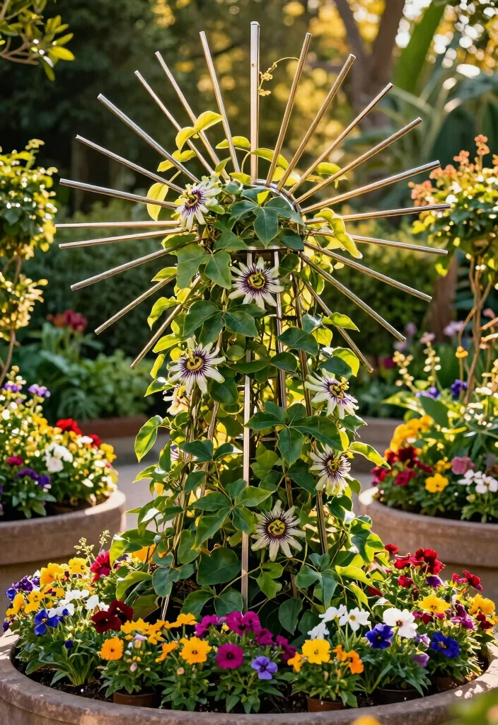 12 Metal Trellis Ideas for Modern and Low Maintenance Gardens 7. Sunburst Trellis 0